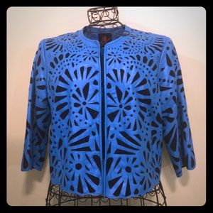 ADRIENNE LANDAU Leather Decorative Jacket Size 1x